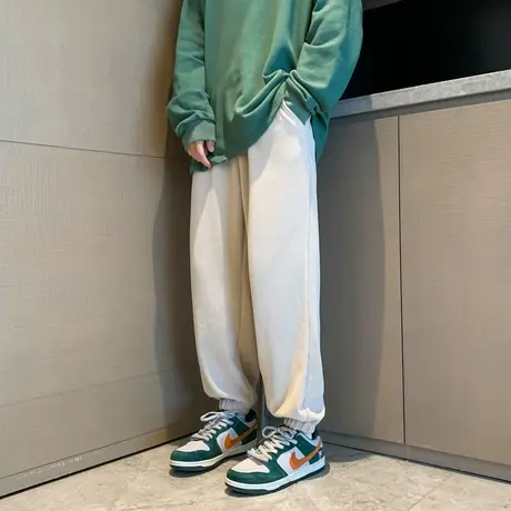 裤子男士秋冬季款运动卫裤宽松束脚大码休闲长裤美式高街加绒大码商品大图