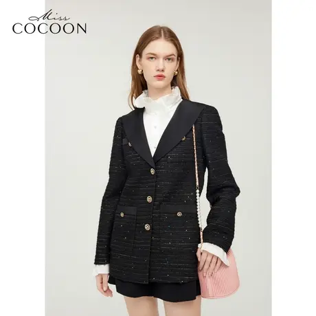 MISSCOCOON非正式学院风条纹小香风24春新款西服外套图片
