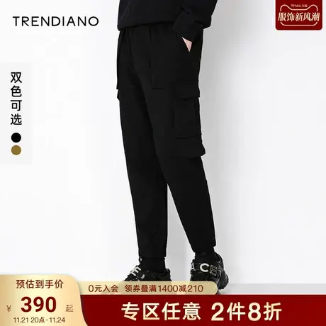 TRENDIANO潮牌秋季新款多口袋工装裤束脚九分裤男士休闲裤商品大图