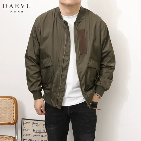 DAEVU春新款棒球领廓形大号潮胖加肥加大码男士短款飞行夹克外套商品大图