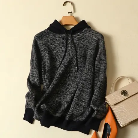 2024年新款女装春秋女士毛衣宽松外穿连帽套头慵懒风打底衫女上衣图片