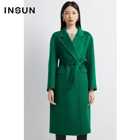 INSUN恩裳线上专选冬季纯羊毛小落肩毛呢外套商品大图