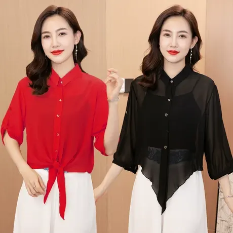 防晒衣女外套夏季配裙子外搭上衣雪纺衬衫薄款小披肩上衣外搭图片