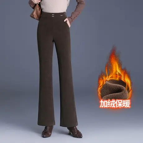 加绒微喇裤高腰长裤女秋冬2023新款显瘦气质通勤中年妈妈休闲裤子商品大图