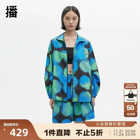 播秋季新款拉链立领宽松休闲大圆点印花短外套女BDP3WD0284商品大图