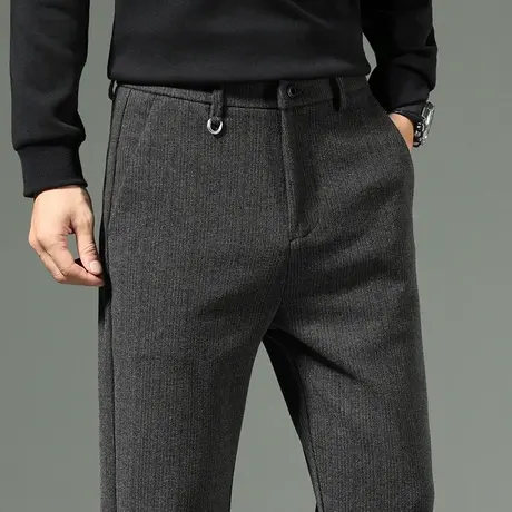 冬季男装毛呢垂感高端西裤秋冬款哈伦直筒休闲裤子2024年新款男裤商品大图