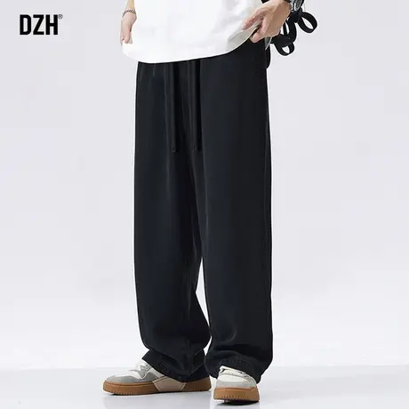 男士黑色直筒牛仔裤男秋冬新款垂感阔腿裤2023年新款宽松休闲长裤商品大图