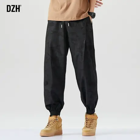 男生黑色裤子男夏季美式高街2023新款束脚休闲裤薄款迷彩裤百搭潮商品大图