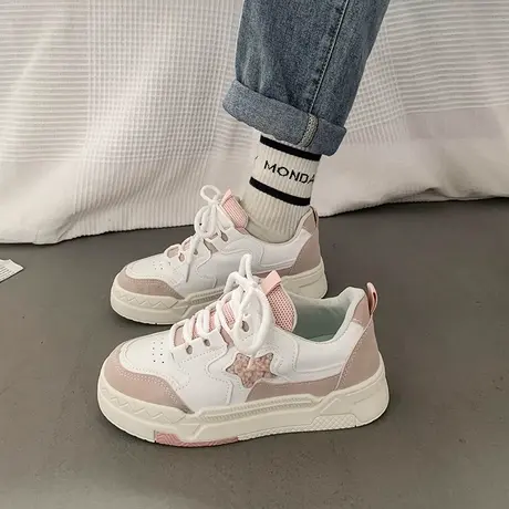 爆款星星板鞋女ins潮2023春季新款小众百搭学生休闲运动小白鞋子商品大图