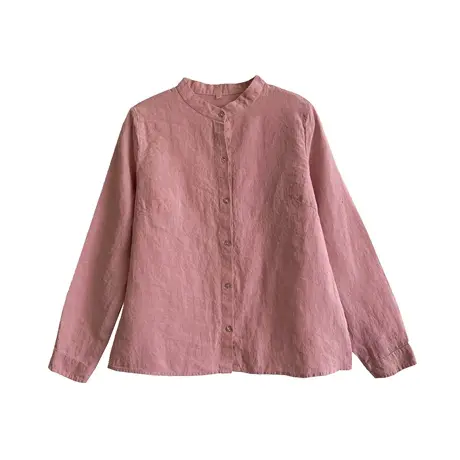 享永子【软而不塌】24支盐缩砂洗汉麻衬衫女文艺复古高级感上衣女图片