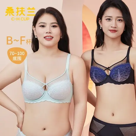 桑扶兰聚拢V领夹棉文胸侧收副乳带钢圈透气舒适内衣女胸罩图片