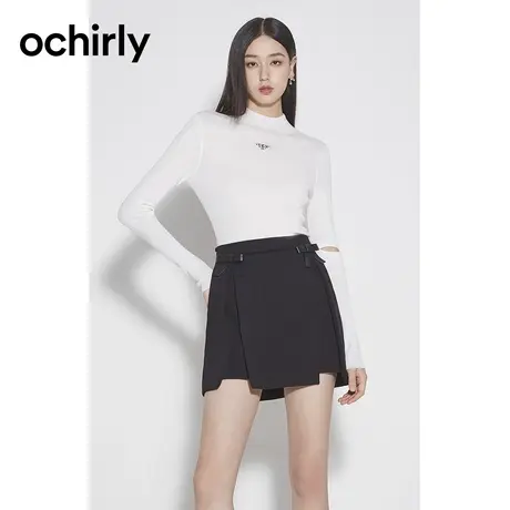 ochirly欧时力 莱赛尔羊毛半高领毛衣女 2023新款春装修身打底衫图片