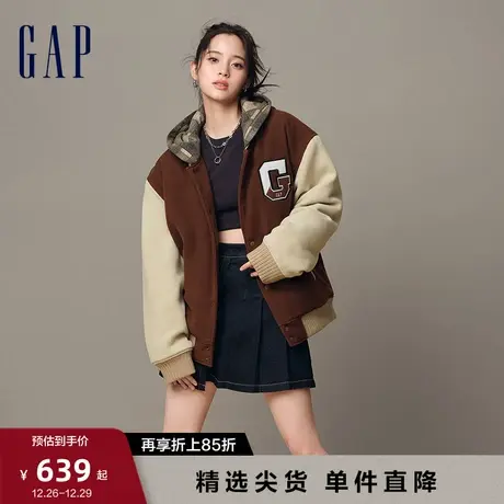 【欧阳娜娜同款】Gap男女装春秋宽松美式棒球服高级外套840916图片