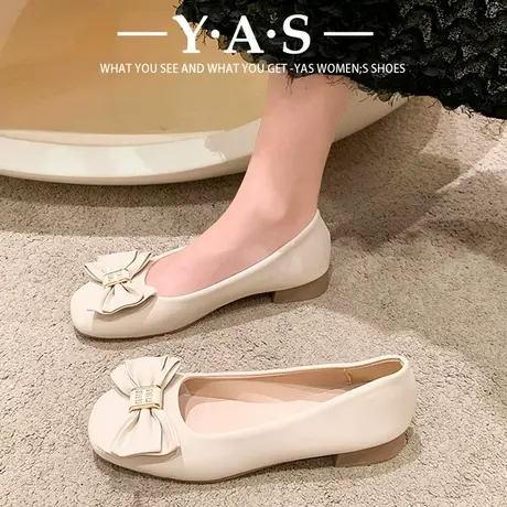 2024新款百搭坡跟软皮软底防滑浅口圆头软底软面平底鞋单鞋妈妈鞋商品大图