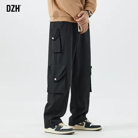 男士黑色美式工装裤潮牌男阔腿直筒裤子男款2024年春季新款休闲裤商品大图