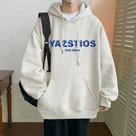 ins潮牌连帽卫衣男春秋季2023新款重磅帽衫港风宽松加厚加绒外套商品大图