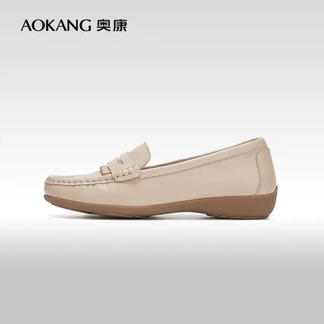 【门店发货】奥康女鞋 新款真皮舒适妈妈鞋流苏浅口单鞋图片
