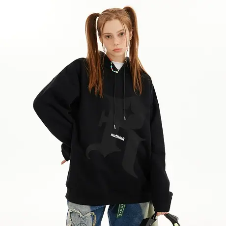 Nuthink欧美高街连帽卫衣男潮春款中性风潮流ins加肥加大宽松外套商品大图