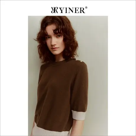 【裸感羊绒】YINER音儿女装冬季绵羊毛针织衫肌理上衣图片