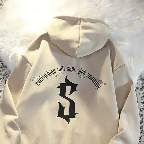 中长款设计感连帽卫衣女秋冬季加绒加厚ins潮牌国潮宽松大码外套商品大图