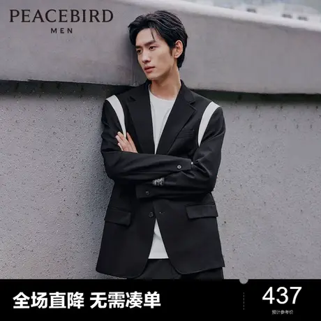 太平鸟男装 2023年秋季新款西装休闲肩部撞色西服便西外套男士图片
