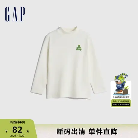 【断码优惠】Gap女幼童春秋LOGO半高领弹力舒适洋气长袖T恤811045商品大图