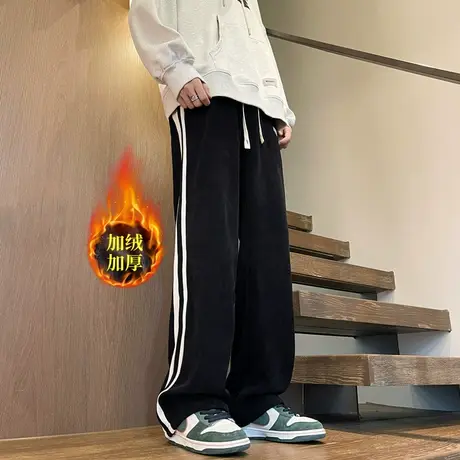 清仓捡漏裤子男款潮牌宽松直筒阔腿灯芯绒卫裤秋冬季休闲运动长裤商品大图