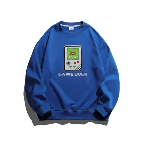 秋天男款克莱因蓝卫衣秋季美式潮牌印花圆领长袖春秋款男装上衣服图片