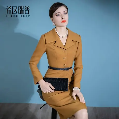 希区瑞普高端大牌名媛连衣裙2023新款冬季女装气质职业修身中长款图片