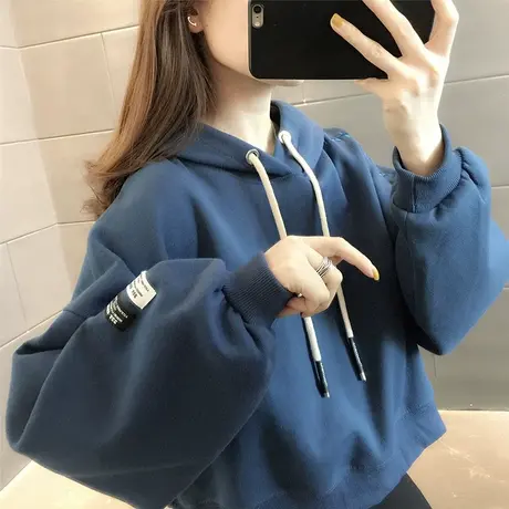 女士连帽卫衣女短款外套春秋款2023年新款早春季女装爆款洋气上衣图片