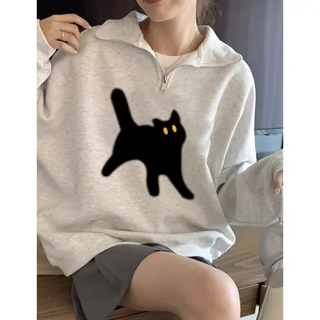 韩系Polo领衫卫衣女2023新款爆款设计感小众减龄半拉链外套秋上衣商品大图