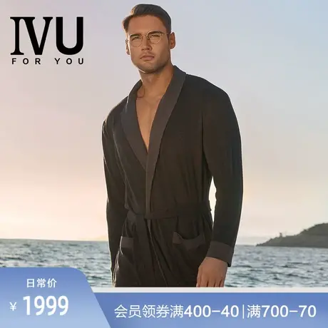 安莉芳旗下IVU男士专柜新品撞色翻领睡袍宽松长袖家居睡衣UL00144图片
