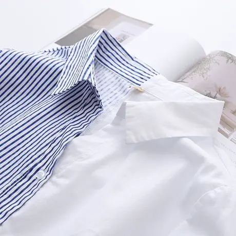 2020新款春秋装韩版宽松条纹衬衫女设计感长袖衬衣学生内搭打底衫商品大图