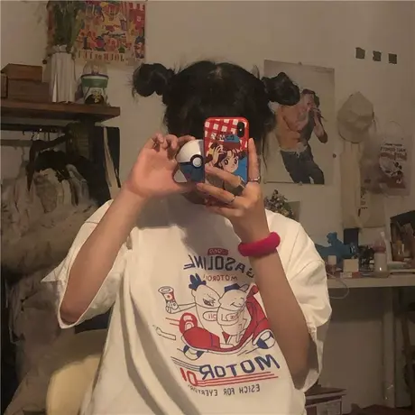 韩国东大门2023夏装新款卡通字母T恤女圆领短袖宽松休闲上衣ins潮商品大图