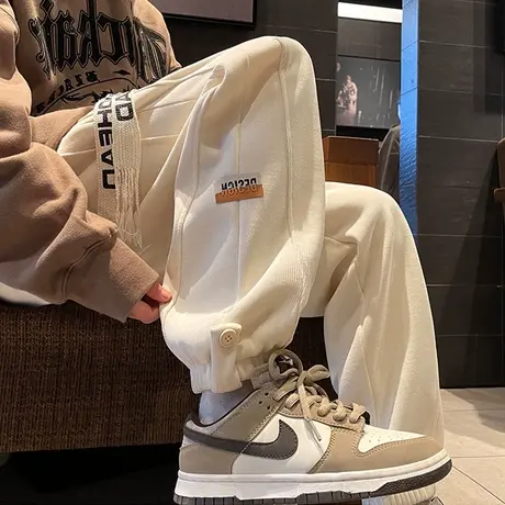 加绒加厚卫裤女秋冬季设计感小众宽松显瘦休闲运动裤子直筒哈伦裤商品大图