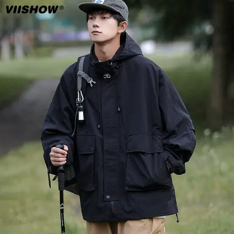 VIISHOW工装外套男春秋季潮牌防风上衣服男装新款秋冬冲锋衣夹克商品大图