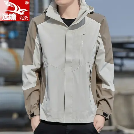 男士外套春秋季冲锋衣潮牌休闲连帽防风飞行夹克男休闲上衣服男款商品大图