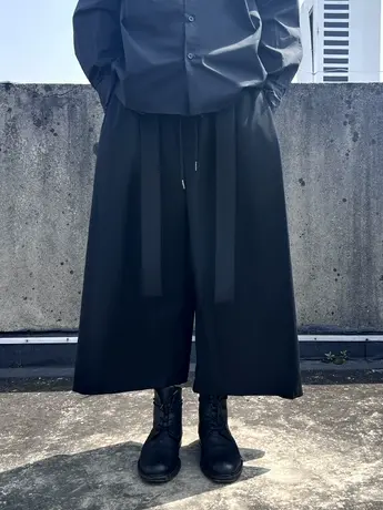 新中式男装改良汉服裤子山本耀司暗黑系垂感阔腿裤小众个性裙裤图片