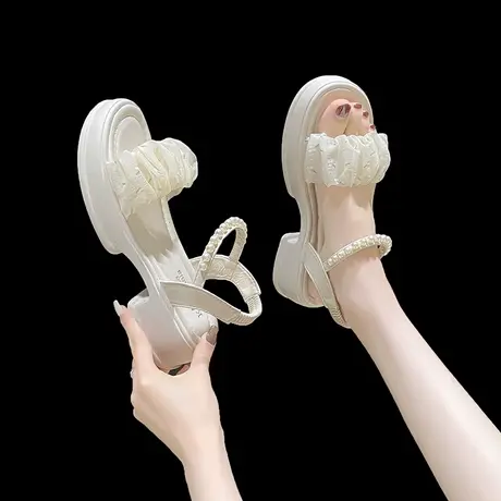 厚底罗马凉鞋女夏季2023年新款百搭沙滩鞋法式晚风配裙子仙女鞋子商品大图