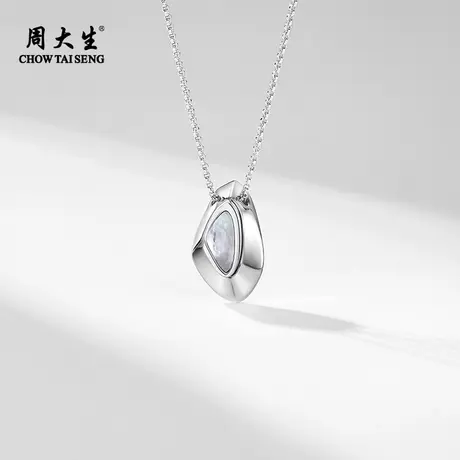 周大生几何白贝项链贝母项链925纯银项链轻奢小众商品大图