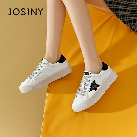 Josiny/卓诗尼休闲板鞋2023夏秋新款复古圆头板鞋百搭平底学生鞋商品大图