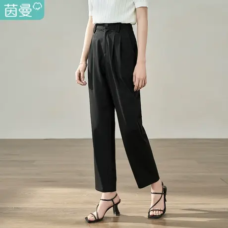 【线下同款】茵曼休闲通勤萝卜裤2023夏季女装新款松紧腰九分裤商品大图