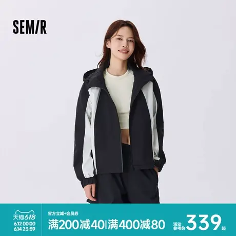 防护外套|商场同款森马外套女三防防风拼色2024秋季新款宽松夹克图片