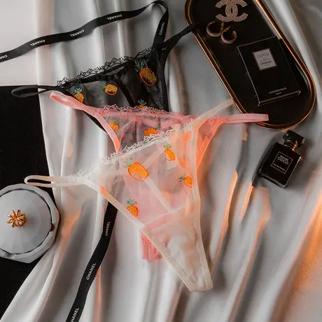 性感纯欲蕾丝内裤女夏季新款诱惑透明火辣丁字裤可爱2025刺绣t裤图片
