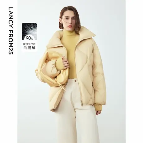朗姿霍尔多巴吉白鹅绒2024年冬季新款短款派克服羽绒服女款面包服图片