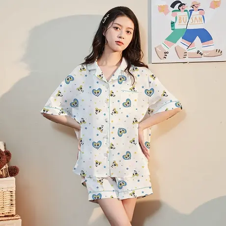 唐狮家居服女冰丝凉感睡衣两件套套装满印睡衣女飞天小女警可外穿商品大图