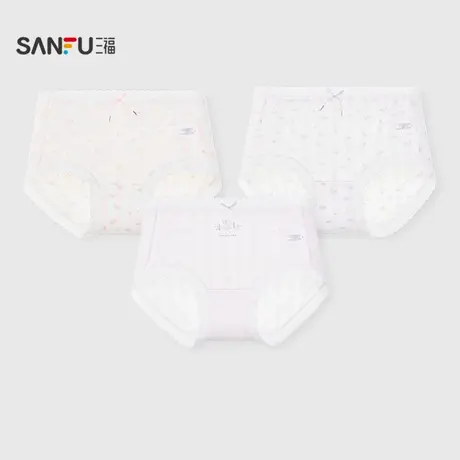 三福 女中腰包臀内裤 甜美清新提花印花轻薄透气半平角裤502757商品大图