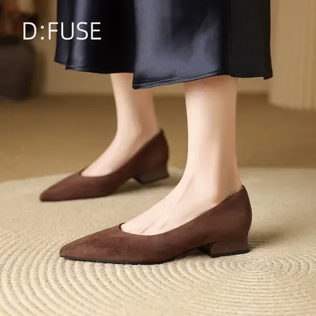 Dfuse迪芙斯复古浅口磨砂单鞋女2025春季新款尖头时尚平底鞋图片