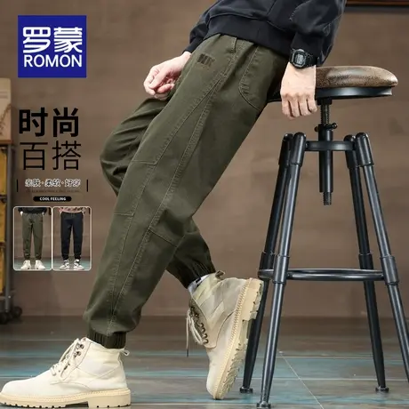 罗蒙春秋季工装裤子男士2025新款哈伦九分运动裤潮牌束脚休闲长裤商品大图