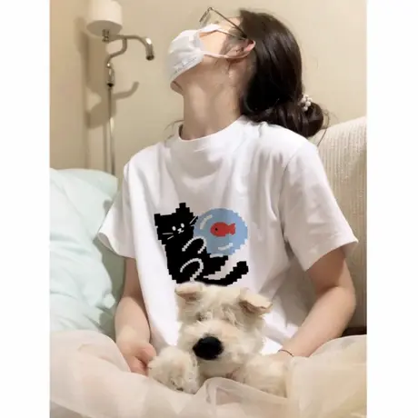 绝美夏日白色短袖t恤女2025新款纯棉半袖宽松显瘦减龄款漂亮上衣图片